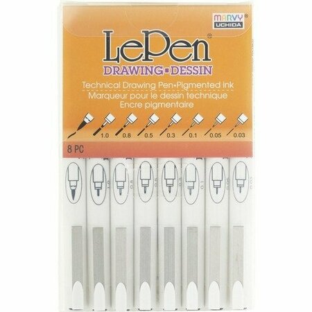 UCHIDA OF AMERICA PEN, DRAWING, LEPEN, BK, 8 PK UCH41008A